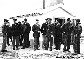 12 aviators outside the
chapel